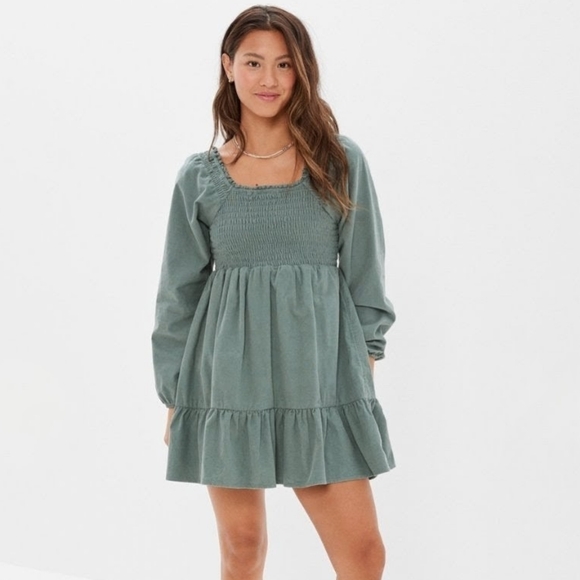 American Eagle Outfitters Teal Long Sleeve Dress - Picture 3 of 9